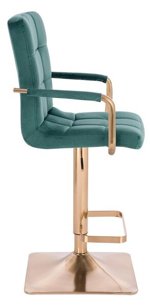 LuxuryForm DESIGN Barová židle VERONA GOLD VELUR na zlaté hranaté podstavě - zelená