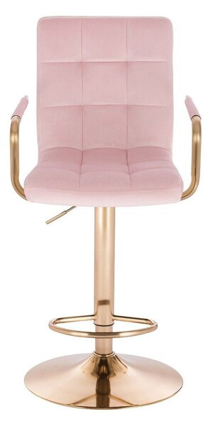 LuxuryForm DESIGN Barová židle VERONA GOLD VELUR na zlaté kulaté podstavě - růžová