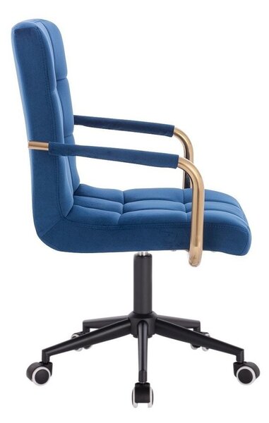 LuxuryForm DESIGN Židle VERONA GOLD VELUR na černé podstavě s kolečky - modrá