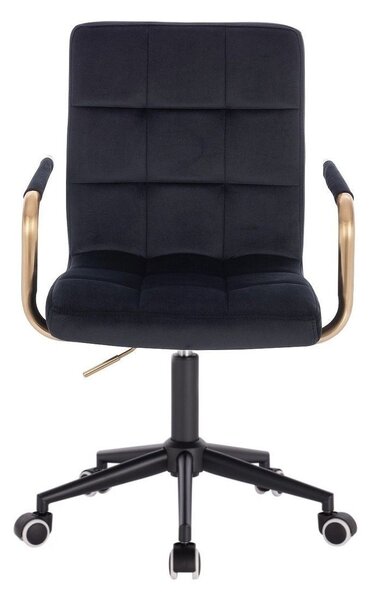 LuxuryForm DESIGN Židle VERONA GOLD VELUR na černé podstavě s kolečky - černá