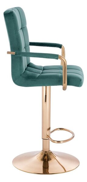 LuxuryForm DESIGN Barová židle VERONA GOLD VELUR na zlaté kulaté podstavě - zelená
