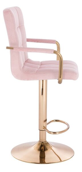 LuxuryForm DESIGN Barová židle VERONA GOLD VELUR na zlaté kulaté podstavě - růžová