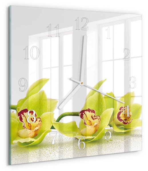 Skleněné hodiny Orchidej zskb-30x30-00084031