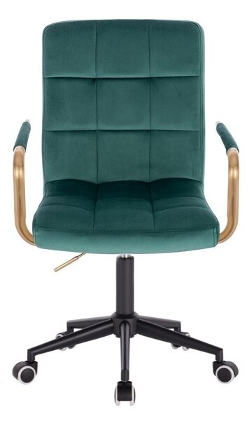LuxuryForm DESIGN Židle VERONA GOLD VELUR na černé podstavě s kolečky - zelená