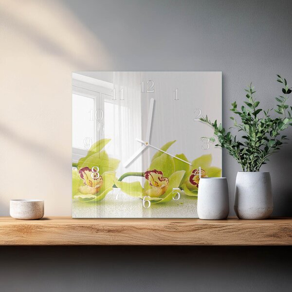 Skleněné hodiny Orchidej zskb-30x30-00084031