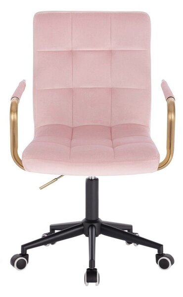 LuxuryForm DESIGN Židle VERONA GOLD VELUR na černé podstavě s kolečky - růžová
