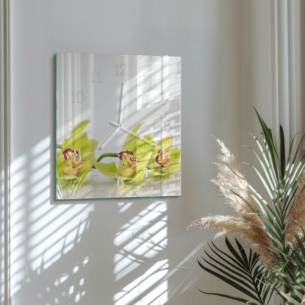Skleněné hodiny Orchidej zskb-30x30-00084031