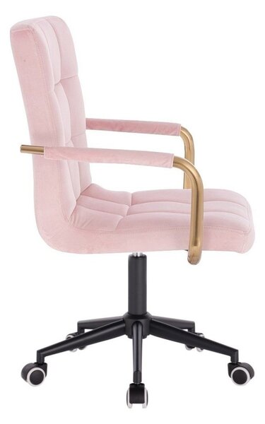 LuxuryForm DESIGN Židle VERONA GOLD VELUR na černé podstavě s kolečky - růžová