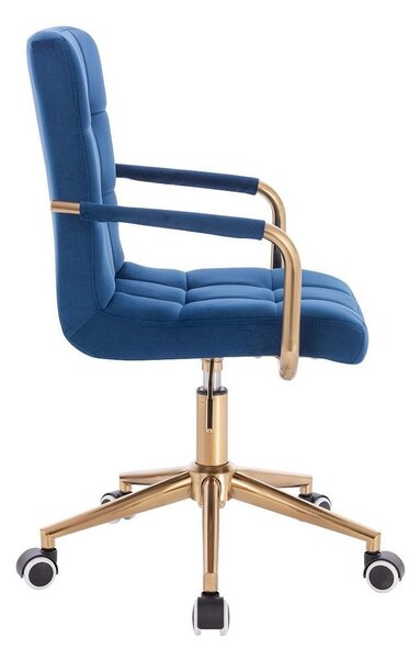 LuxuryForm DESIGN Židle VERONA GOLD VELUR na zlaté podstavě s kolečky - modrá