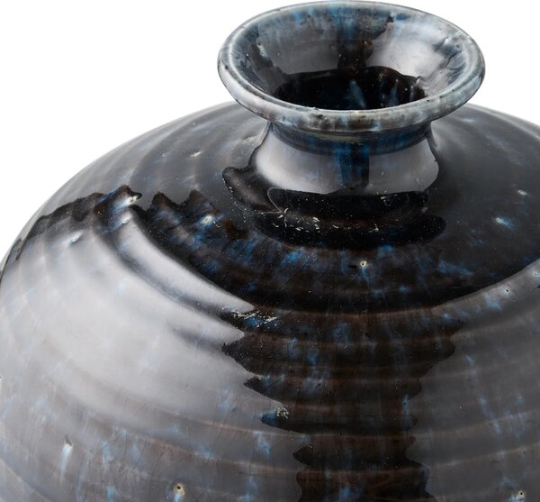 Nordic Living Tmavě modrá keramická váza Dahal 45 cm