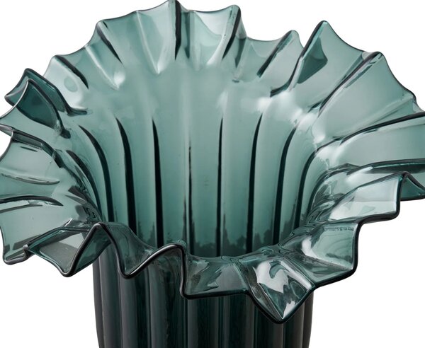 Nordic Living Tmavě zelená skleněná váza Cora 30 cm