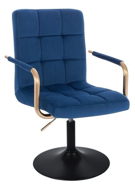 LuxuryForm Židle VERONA GOLD VELUR na černém talíři - modrá