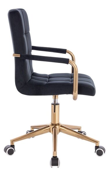LuxuryForm DESIGN Židle VERONA GOLD VELUR na zlaté podstavě s kolečky - černá