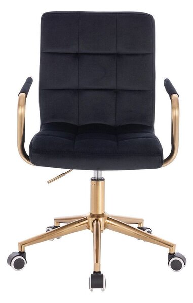 LuxuryForm DESIGN Židle VERONA GOLD VELUR na zlaté podstavě s kolečky - černá