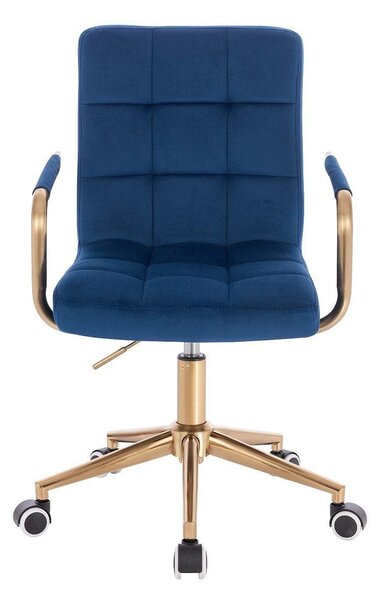 LuxuryForm DESIGN Židle VERONA GOLD VELUR na zlaté podstavě s kolečky - modrá