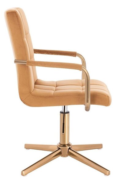 LuxuryForm DESIGN Židle VERONA GOLD VELUR na zlatém kříži - medová