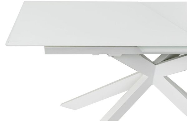 Bílý skleněný rozkládací jídelní stůl Kave Home Atminda 160/210 x 90 cm