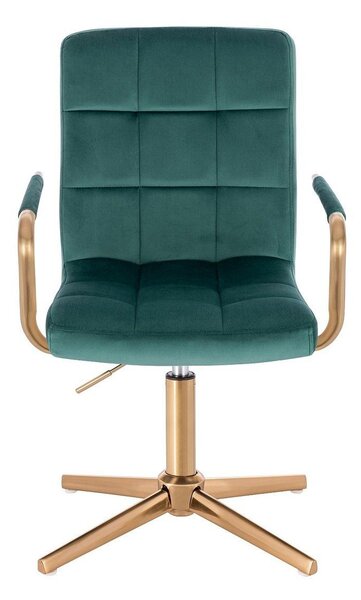 LuxuryForm DESIGN Židle VERONA GOLD VELUR na zlatém kříži - zelená