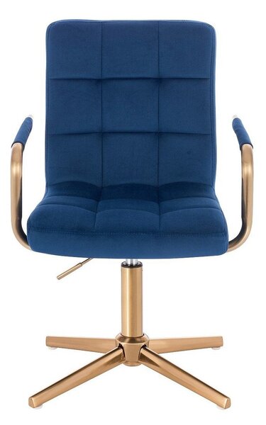 LuxuryForm DESIGN Židle VERONA GOLD VELUR na zlatém kříži - modrá