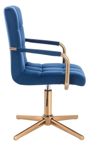 LuxuryForm DESIGN Židle VERONA GOLD VELUR na zlatém kříži - modrá