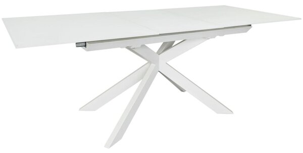 Bílý skleněný rozkládací jídelní stůl Kave Home Atminda 160/210 x 90 cm