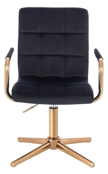 LuxuryForm DESIGN Židle VERONA GOLD VELUR na zlatém kříži - černá