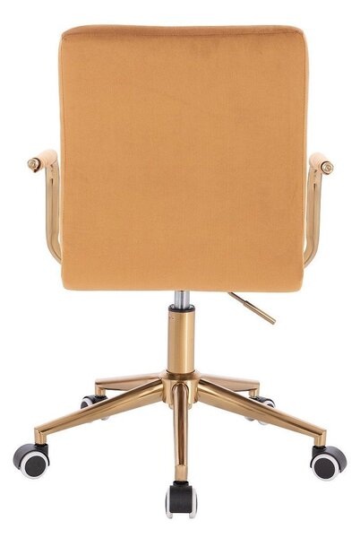LuxuryForm DESIGN Židle VERONA GOLD VELUR na zlaté podstavě s kolečky - medová