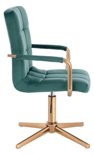 LuxuryForm DESIGN Židle VERONA GOLD VELUR na zlatém kříži - zelená