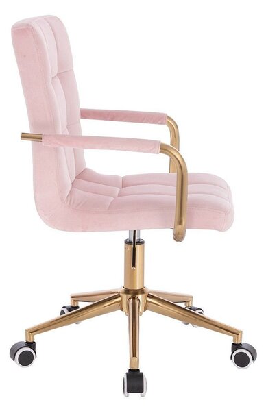 LuxuryForm DESIGN Židle VERONA GOLD VELUR na zlaté podstavě s kolečky - růžová