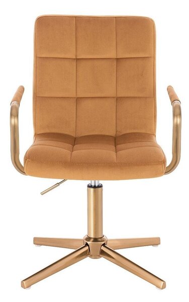 LuxuryForm DESIGN Židle VERONA GOLD VELUR na zlatém kříži - medová