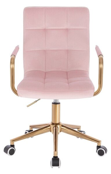 LuxuryForm DESIGN Židle VERONA GOLD VELUR na zlaté podstavě s kolečky - růžová