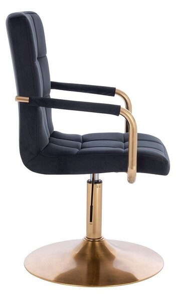 LuxuryForm DESIGN Židle VERONA GOLD VELUR na zlatém talíři - černá