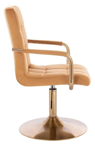 LuxuryForm DESIGN Židle VERONA GOLD VELUR na zlatém talíři - medová