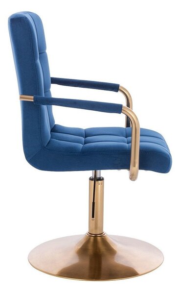 LuxuryForm DESIGN Židle VERONA GOLD VELUR na zlatém talíři - modrá