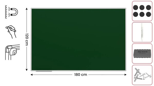 ZELENÁ magnetická křídová tabule 180 × 120 cm, GB1812