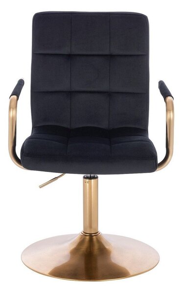 LuxuryForm DESIGN Židle VERONA GOLD VELUR na zlatém talíři - černá