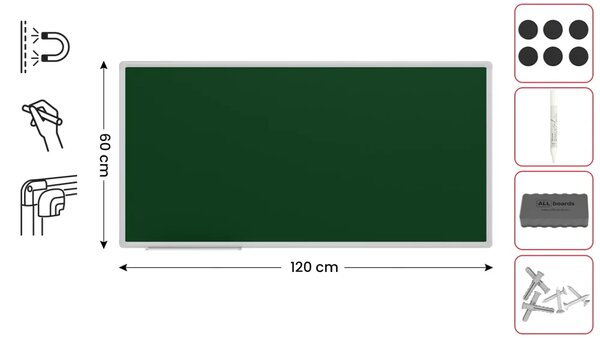 ZELENÁ magnetická křídová tabule 120 × 60 cm, GB126