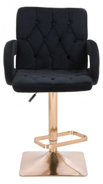 LuxuryForm DESIGN Barová židle BOSTON VELUR na zlaté hranaté podstavě - černá