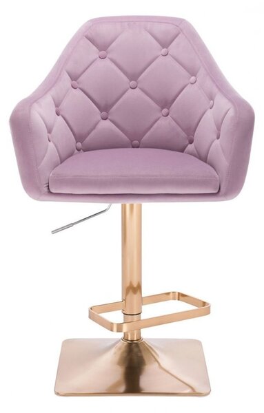 LuxuryForm DESIGN Barová židle ANDORA VELUR na zlaté hranaté podstavě - levandule