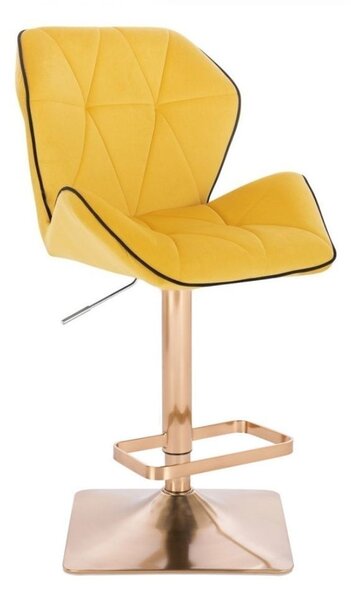 LuxuryForm Barová židle MILANO MAX VELUR na zlaté hranaté podstavě - žlutá