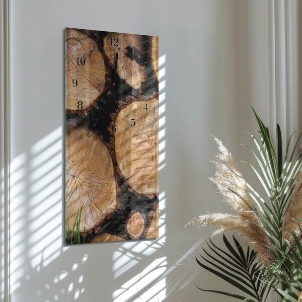 Skleněné hodiny vertikální Dřevěné zrno zsppc-30x60-00180968