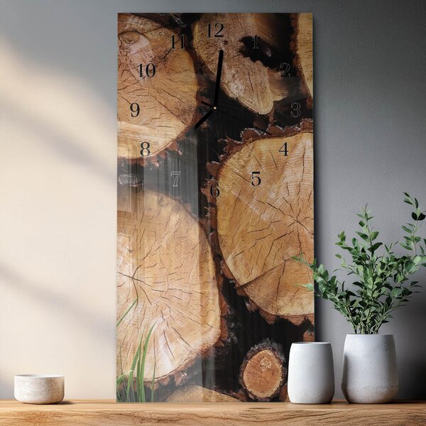 Skleněné hodiny vertikální Dřevěné zrno zsppc-30x60-00180968