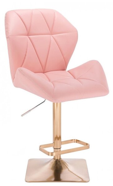 Barová židle MILANO MAX na zlaté hranaté podstavě - růžová
