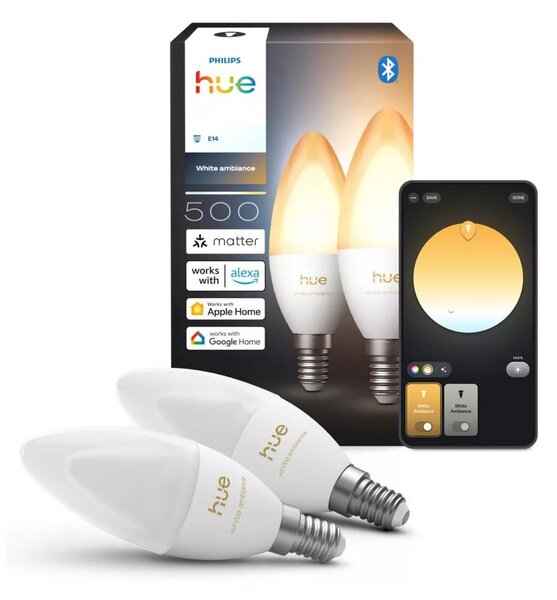 SADA 2x LED Stmívatelná žárovka Philips Hue WA B39 E14/3,7W/230V 1000-20000K