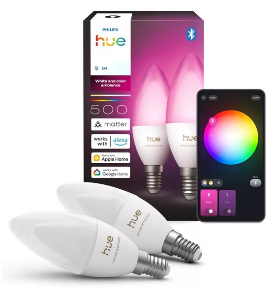 SADA 2x LED RGBW Stmívat. žárovka Philips Hue WACA B39 E14/3,7W/230V 1000-20000K