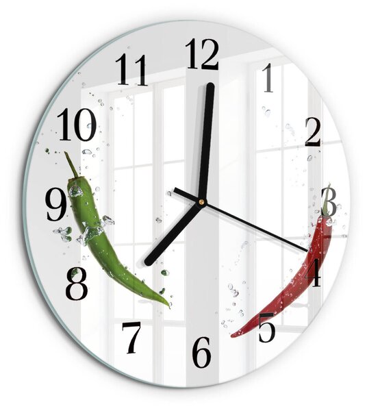Skleněné nástěnné hodiny Chilli papričky zsoc-fi30-00179082