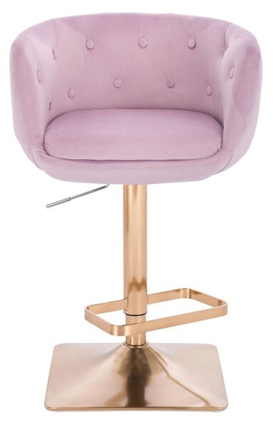 LuxuryForm DESIGN Barová židle MONTANA VELUR na zlaté hranaté podstavě - levandule