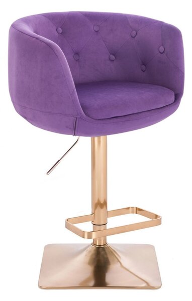 Barová židle MONTANA VELUR na zlaté hranaté podstavě - fialová