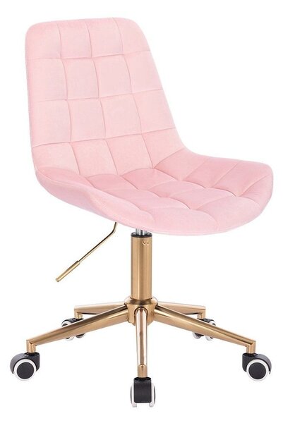 LuxuryForm DESIGN Židle PARIS VELUR na zlaté podstavě s kolečky - světle růžová