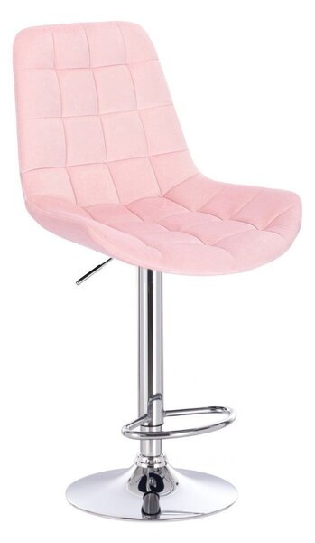 LuxuryForm Barová židle PARIS VELUR na stříbrném talíři - světle růžová